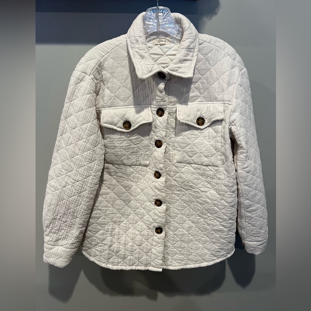 Elan Quilted Cream Button-Up Jacket